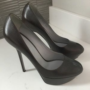 Sergio Rossi Brown Textured Platform Pumps - EU39.5